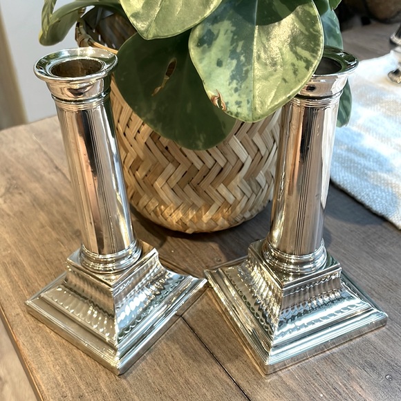 Other - ⭐️2/$25, 3/$35, 4/$45⭐️ Antique silver plated candle holders. Set of 2.
